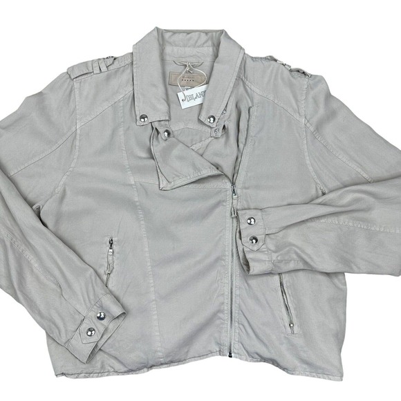 NWOT Anthropologie Blank NYC Breezy Moto Jacket Size XL White Sand Tan - Picture 8 of 13